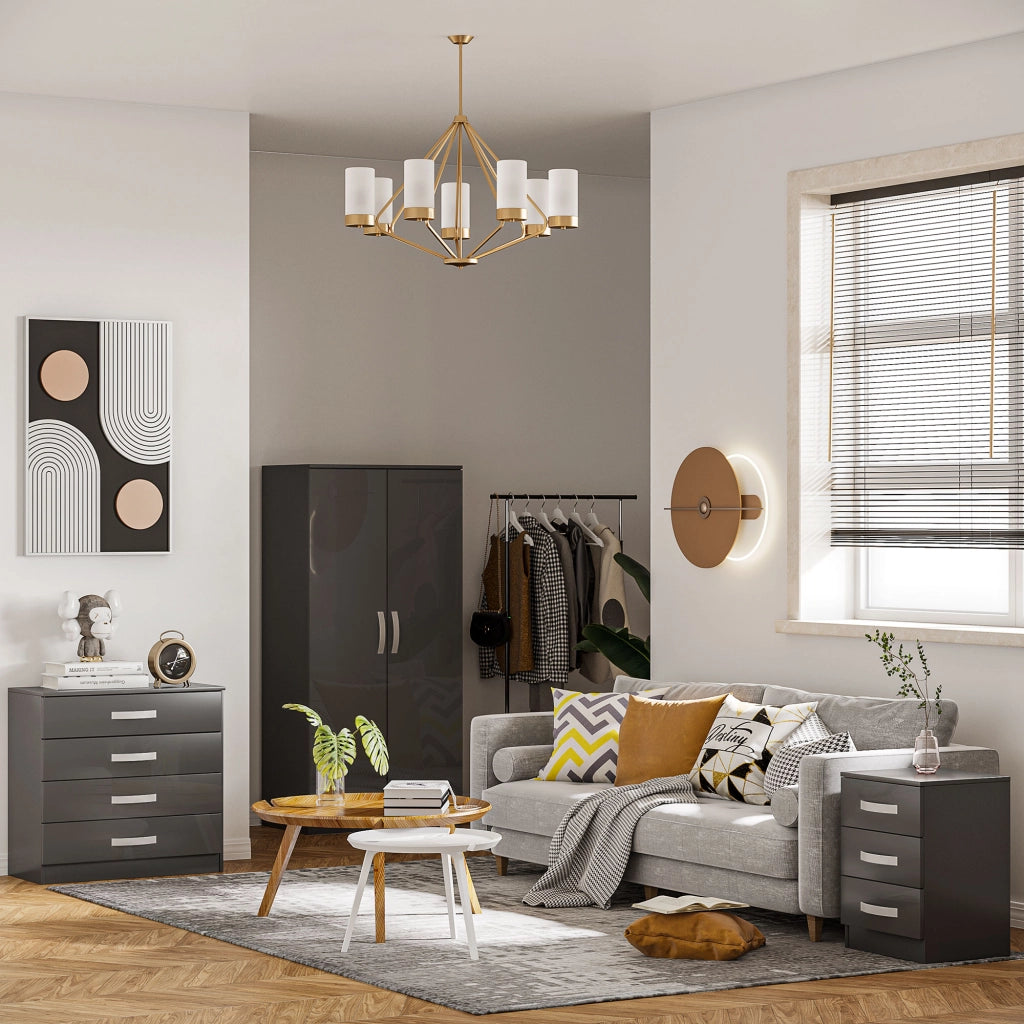 Comodini Moderni con 3 Cassetti ¨C Zephmum ¨C Grigio Truciolato 40x36x56 cm