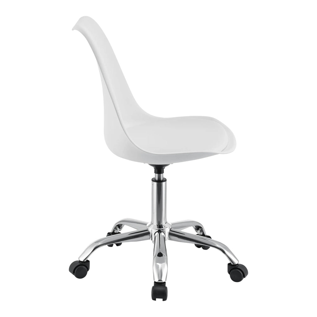 Sedia da ufficio con seduta imbottita 5 ruote girevole a 360° e regolabile in altezza metallo bianco 03_0004996