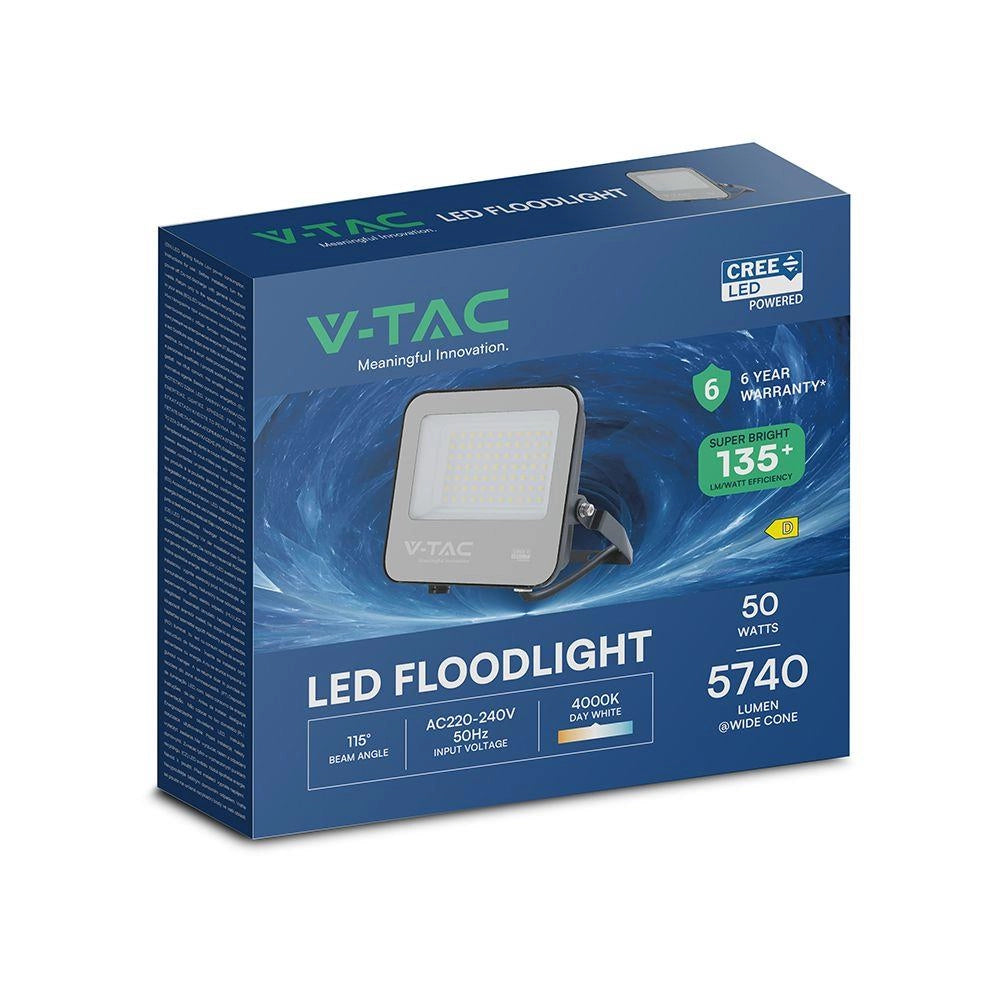 Faro LED CREE 50W 6750lm 4000K IP65 nero V-TAC VT-4455