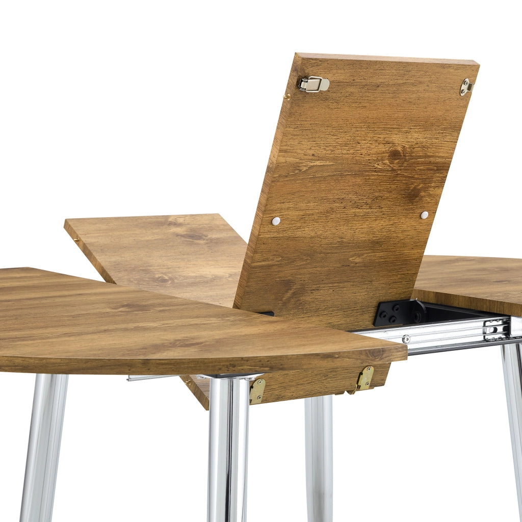 Tavolo da pranzo allungabile rotondo con piano estensibile e gambe in metallo per sala da pranzo in MDF color legno