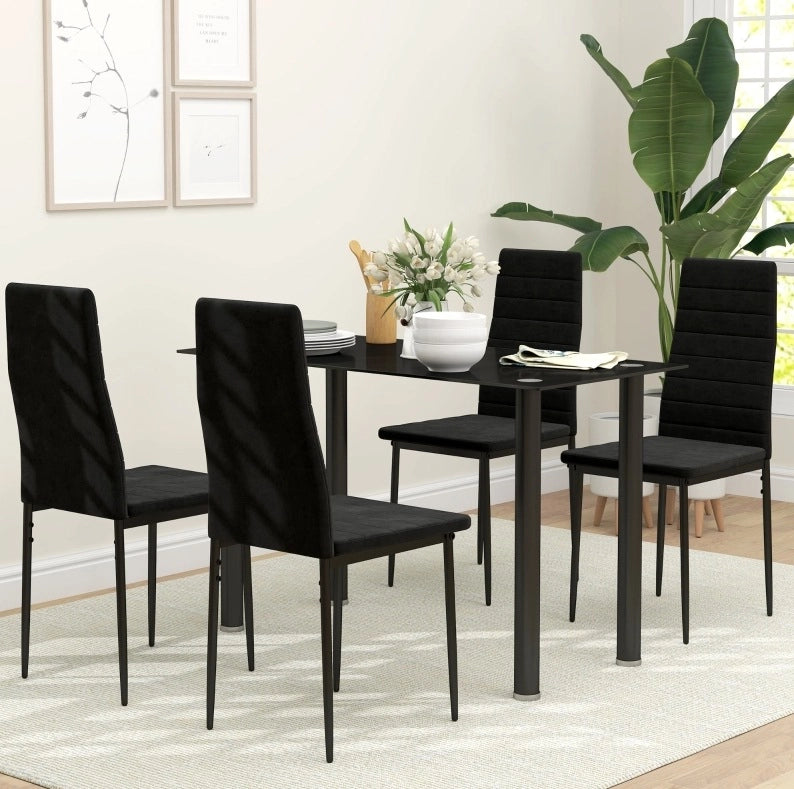 Set di 4 sedie da pranzo 41x50x97 cm con schienale alto ergonomico in metallo nero