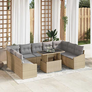 Set di divani 10 pcs Beige e Grigio Chiaro polyrattan