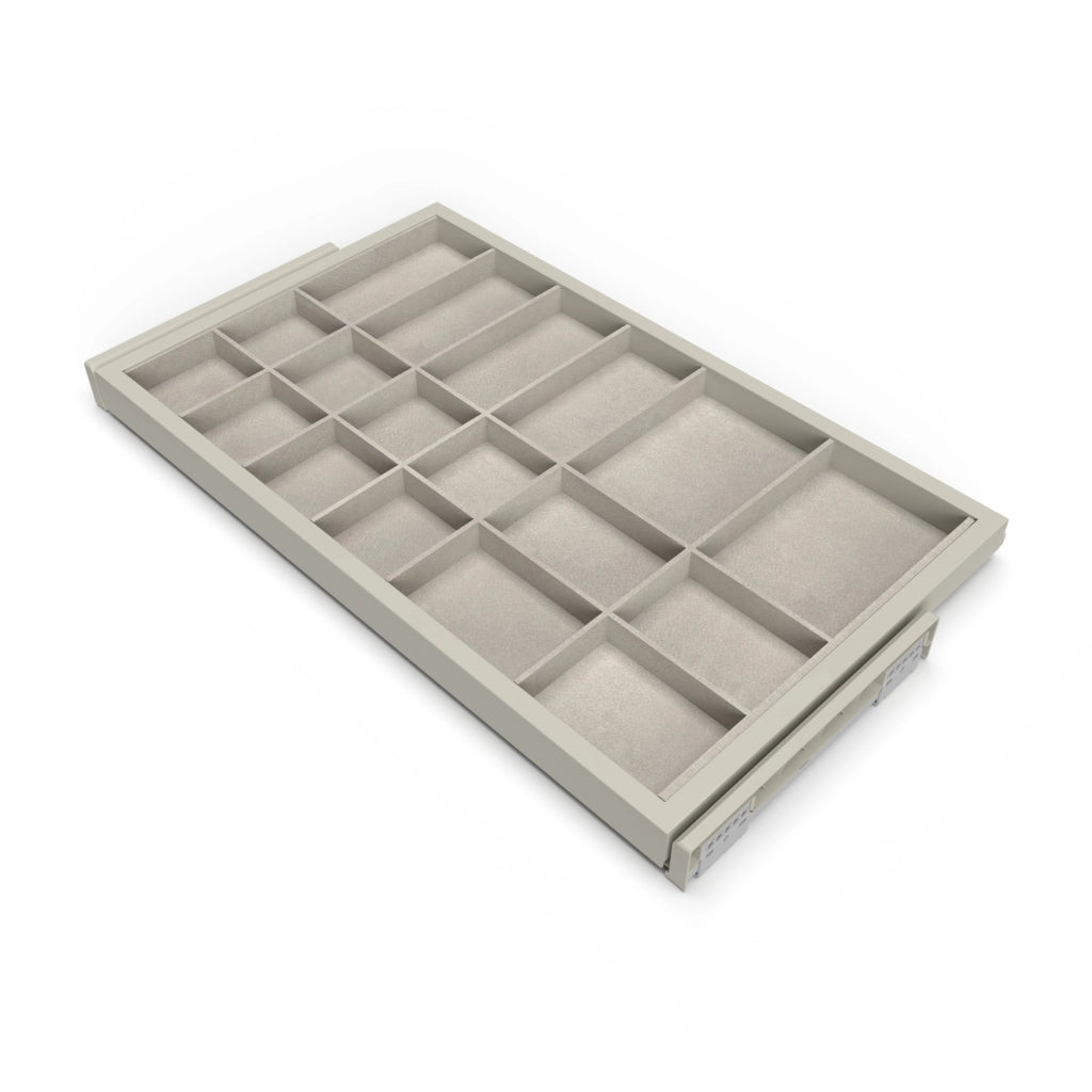 Kit Cassetto Organizzatore e Telaio per Armadio 800 mm in Alluminio e Plastica Emuca Grigio Pietra