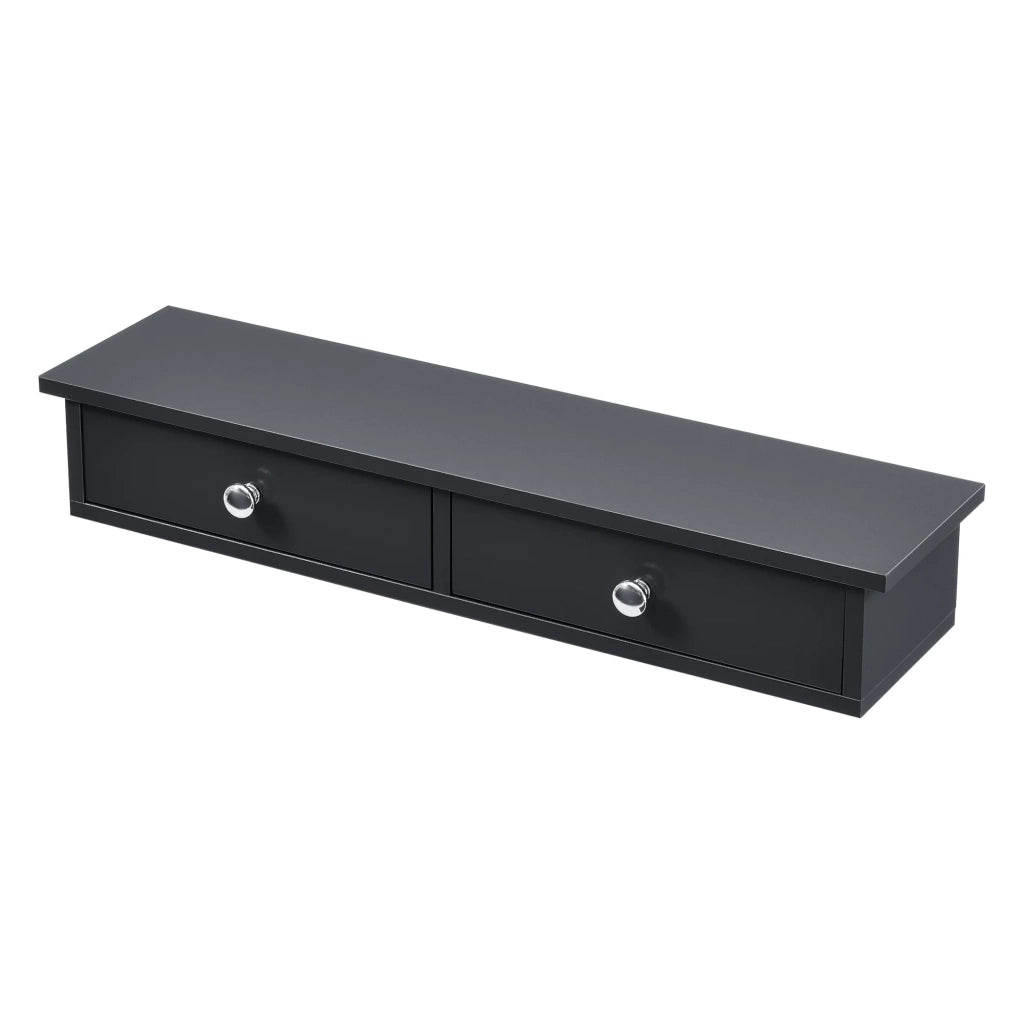 Elegante mensola da parete con 2 cassetti contenitore in MDF 60 cm grigio scuro 03_0005193