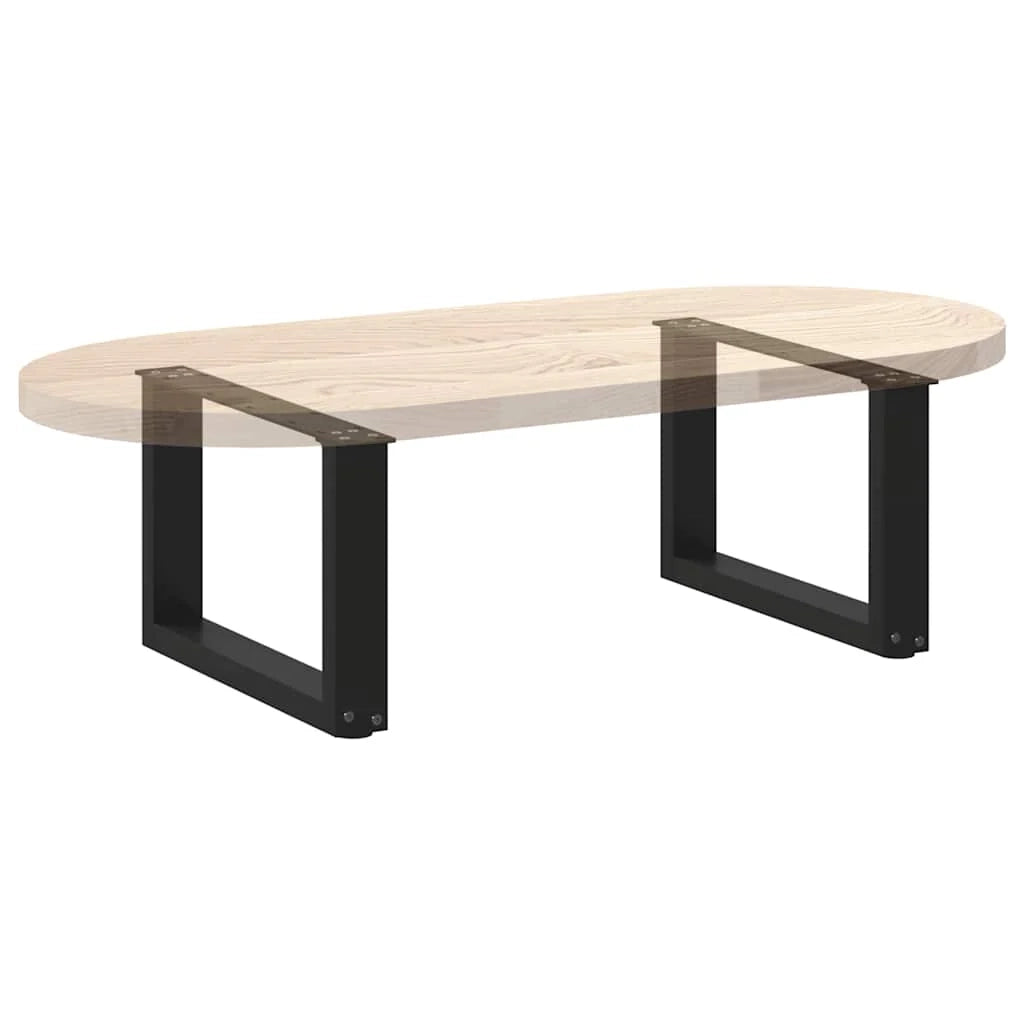 Set di 2 gambe regolabili per tavolino da caffè a forma di U 50 x 30 cm uso moderno acciaio nero 02_0057376