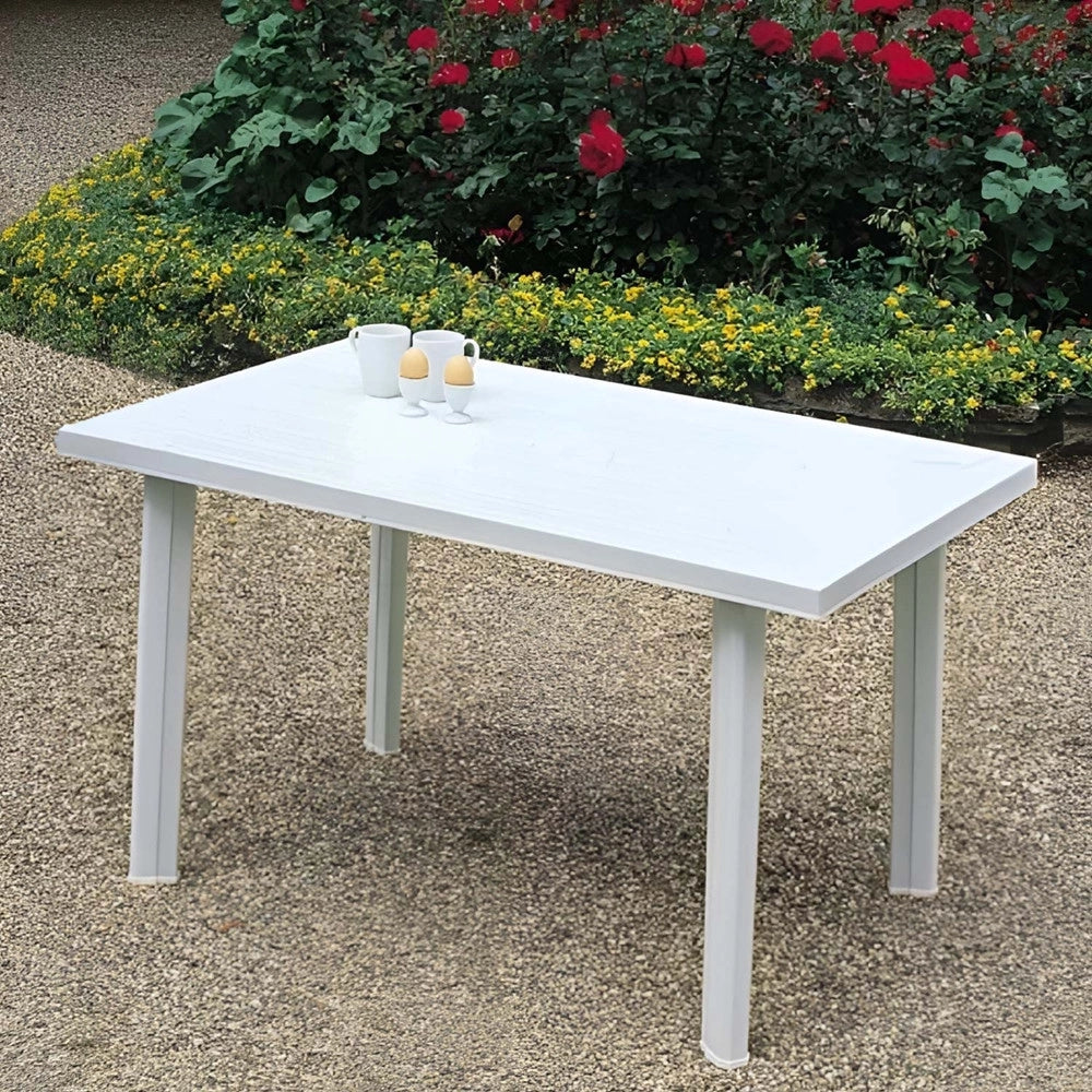 Trade Shop - Tavolo Rettangolare Da Giardino Esterno Velo Bianco 126x76x72cm Resistente 008944 -
