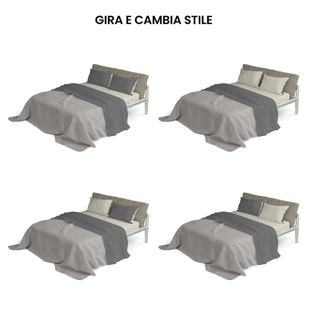 Set Lenzuola Singolo Sopra Sotto e Federe Doubleface Fumo/Panna