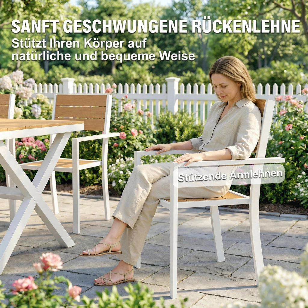 Set da Giardino 7 Pezzi con Tavolo e Sedie Pieghevoli ¨C zephmum ¨C Legno Teak e Alluminio