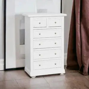 cassettiera cinquino in legno Shabby chic laccato bianco cassetti telaio