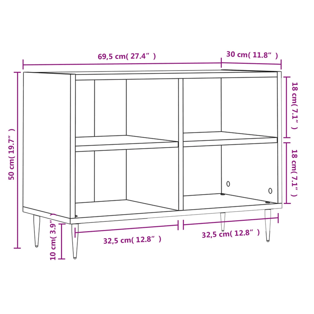 Mobile Porta TV Rovere Fumo 69,5x30x50 cm in Legno Multistrato 826961