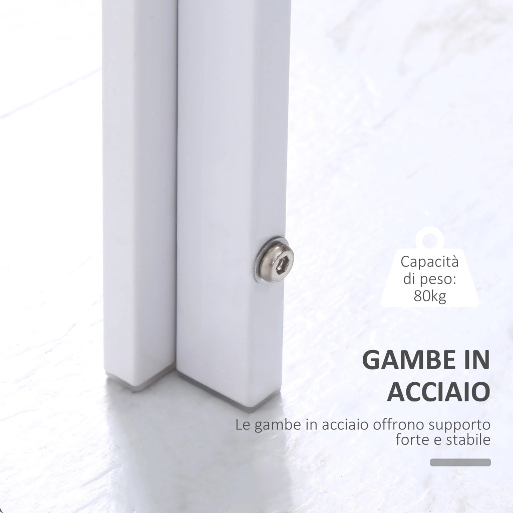 Tavolo da Pranzo Rettangolare Allungabile in Metallo e Vetro Temperato Moderno ¨C zephmum ¨C Bianco 120x60x75 cm