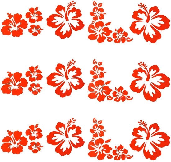Decorazioni per Auto e Motocicletta - Hibiscus in Rame Riflettente - Rosso - Sticker per Porte e Pareti
