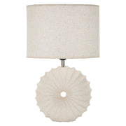 Lampada da tavolo Anemone in ceramica e ferro color sabbia