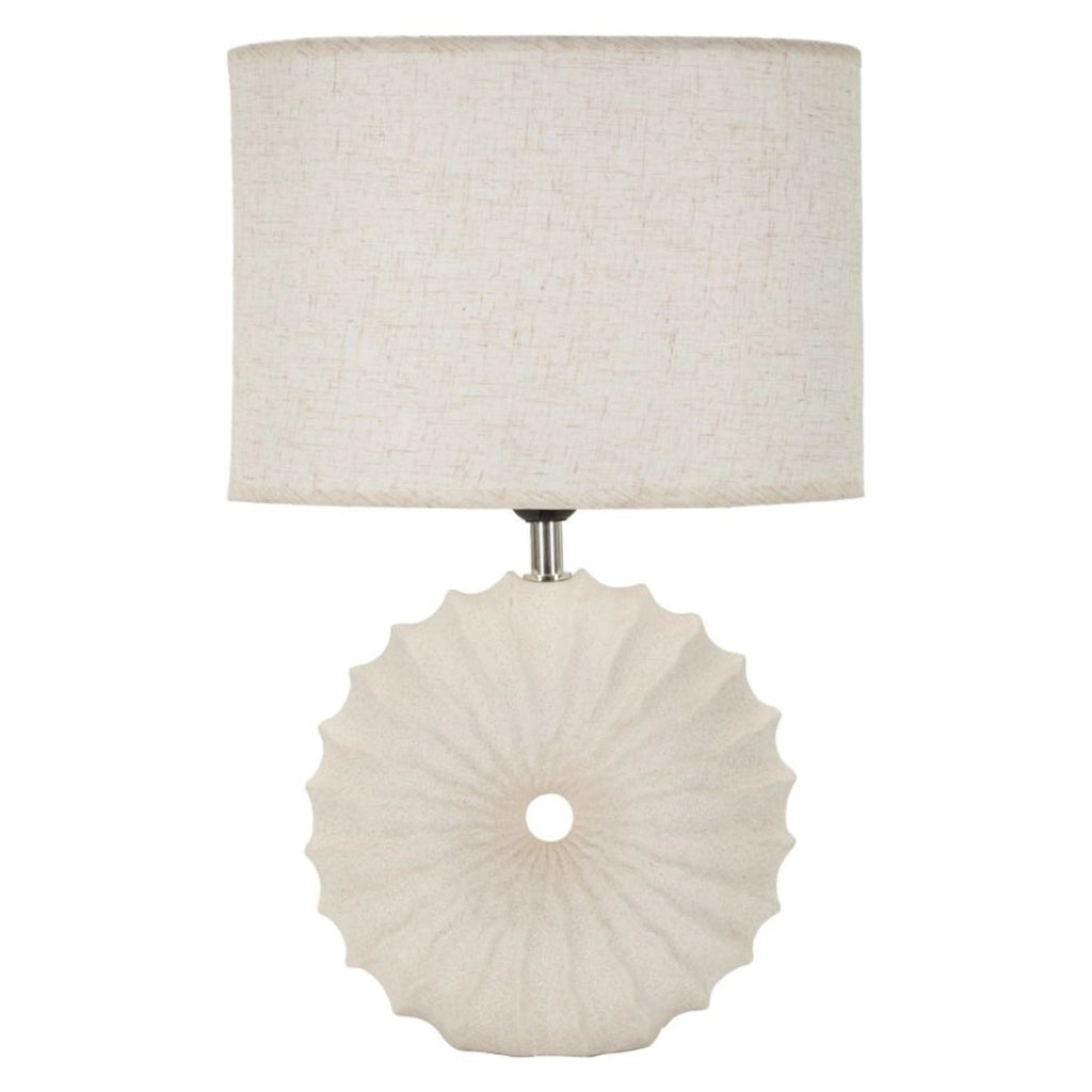 Lampada da tavolo Anemone in ceramica e ferro color sabbia