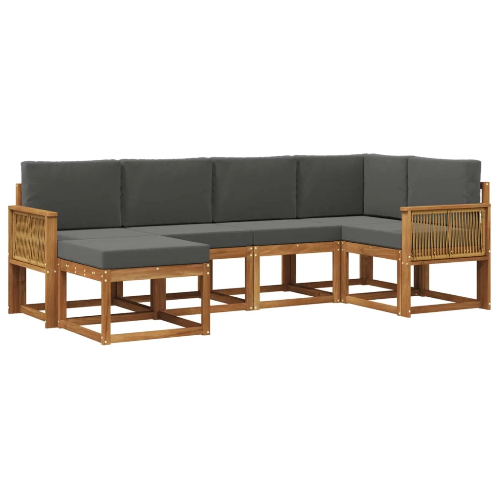 Set di divani da esterno 6 pz Naturale e Antracite Poliestere 3385358