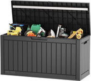 Cassetta di stoccaggio acqua resistente per uso all'aperto - 227 litri - Scatole di stoccaggio per giardino, balcone, terrazza, piscina - Grande formato - Stoccaggio giocattoli - Resistente al tempo e protetto UV - 107 x 43 x 55 cm
