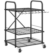 Organizzatore per attrezzi da giardino 40 scomparti 2 livelli con ruote ¨C zephmum ¨C 57x48x70 cm nero