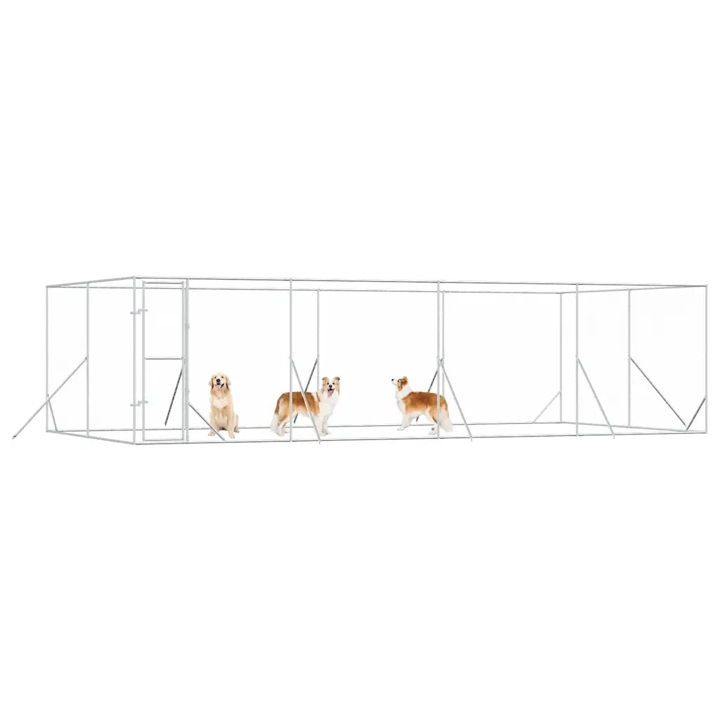 Cuccia per Cani da Esterno Argento 8x4x2 m in Acciaio Zincato 3190463