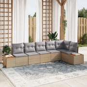 Set di divani da giardino 6 pezzi con cuscini beige polyrattan acacia
