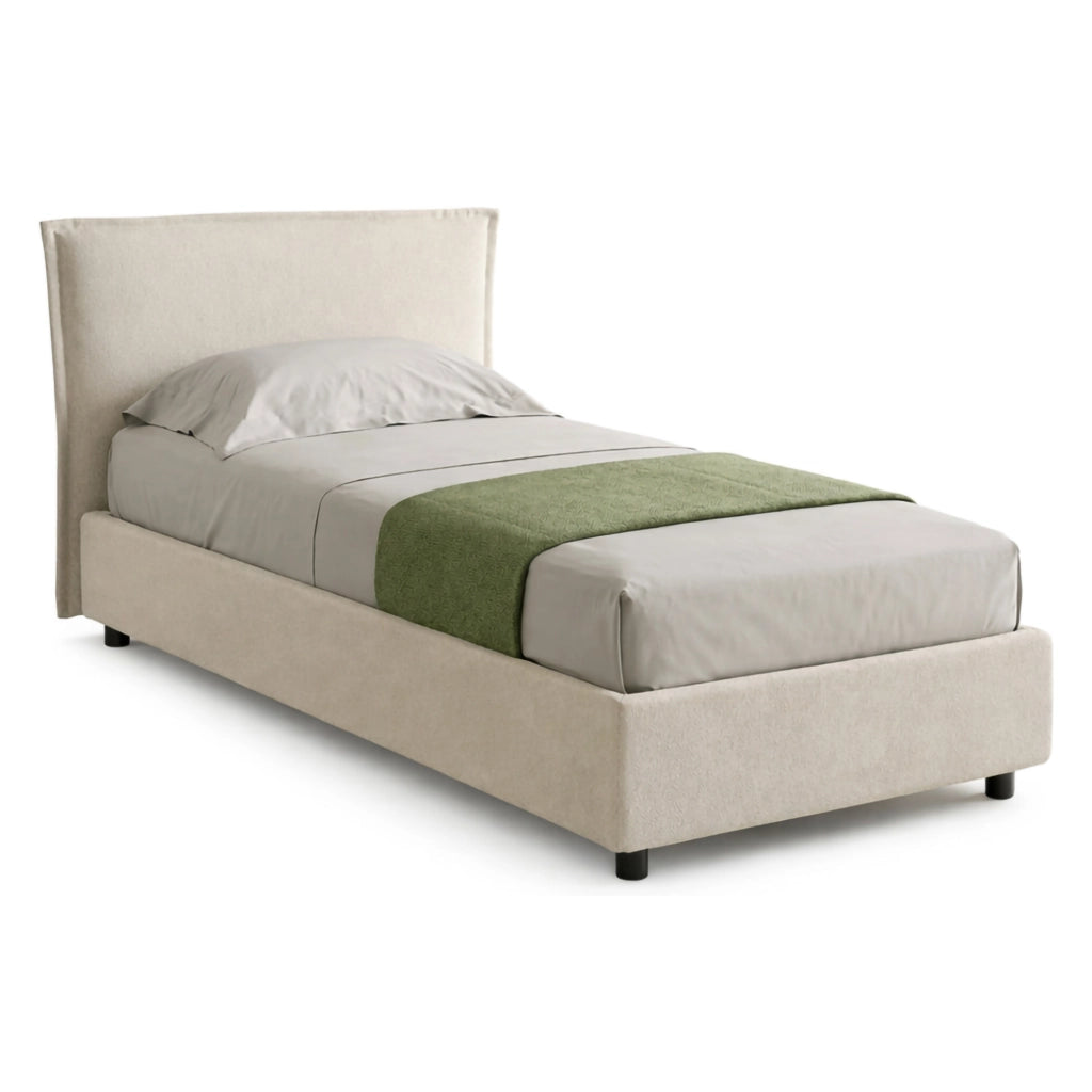 Brozolo, Letto Singolo Materasso Incluso Made in Italy, Beige