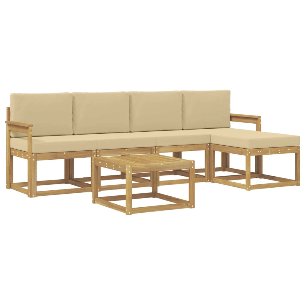 Set di divani da esterno 6 pz Bianco e Beige 3387517