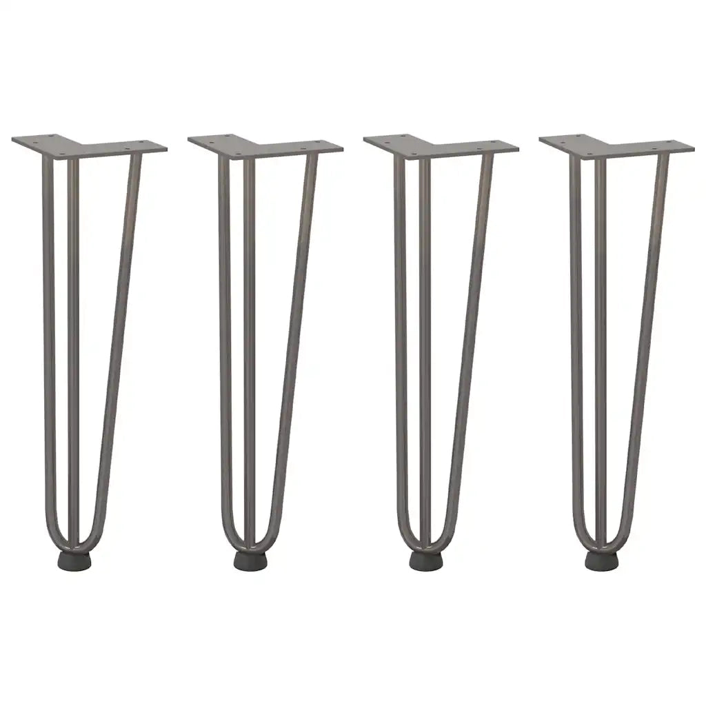 Gambe a forcina per tavolino 4 pz in acciaio naturale 42 cm in acciaio massiccio 4012443