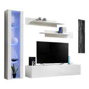 Mobile TV FLY G2 design, colore bianco lucido. Mobile sospeso moderno e alla moda per il tuo soggiorno.