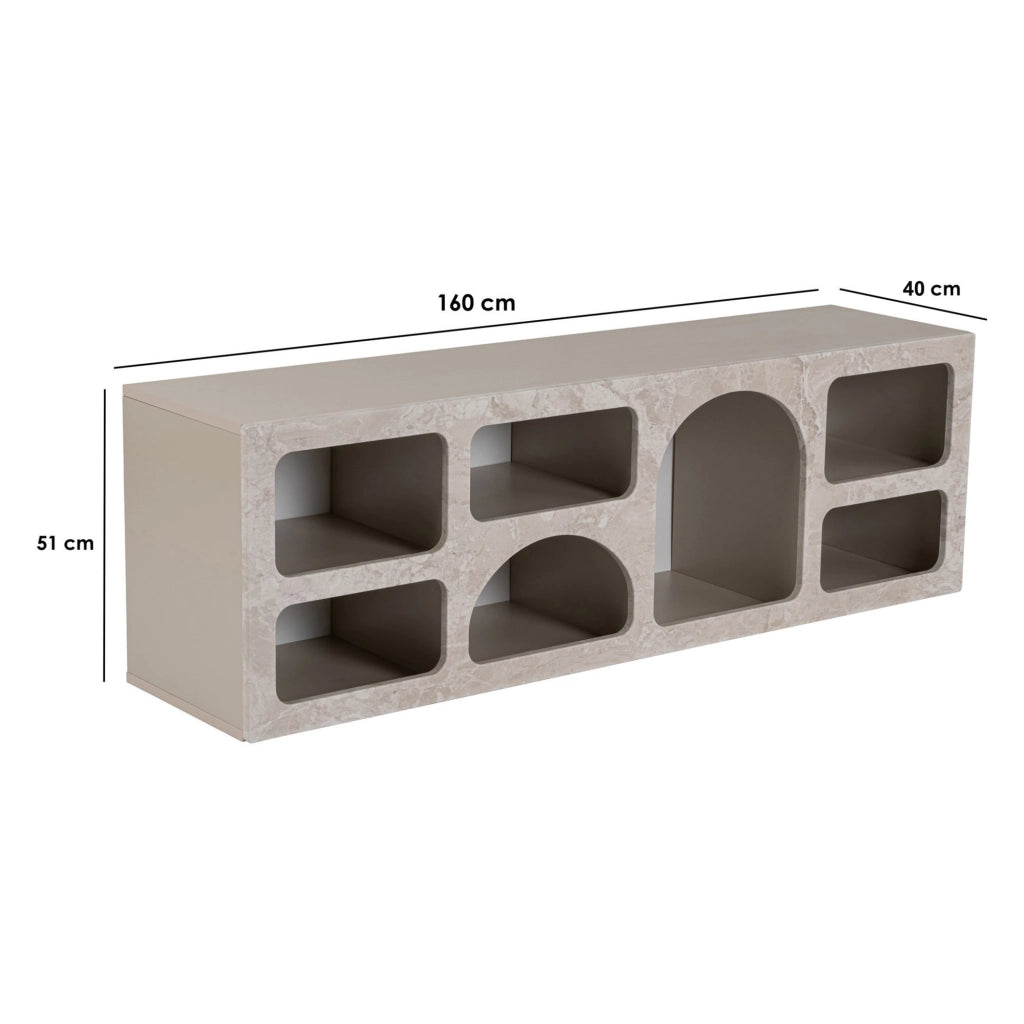 Madia Arsenio, Credenza 6 Ripiani, 160x40x51h cm Beige Marmo