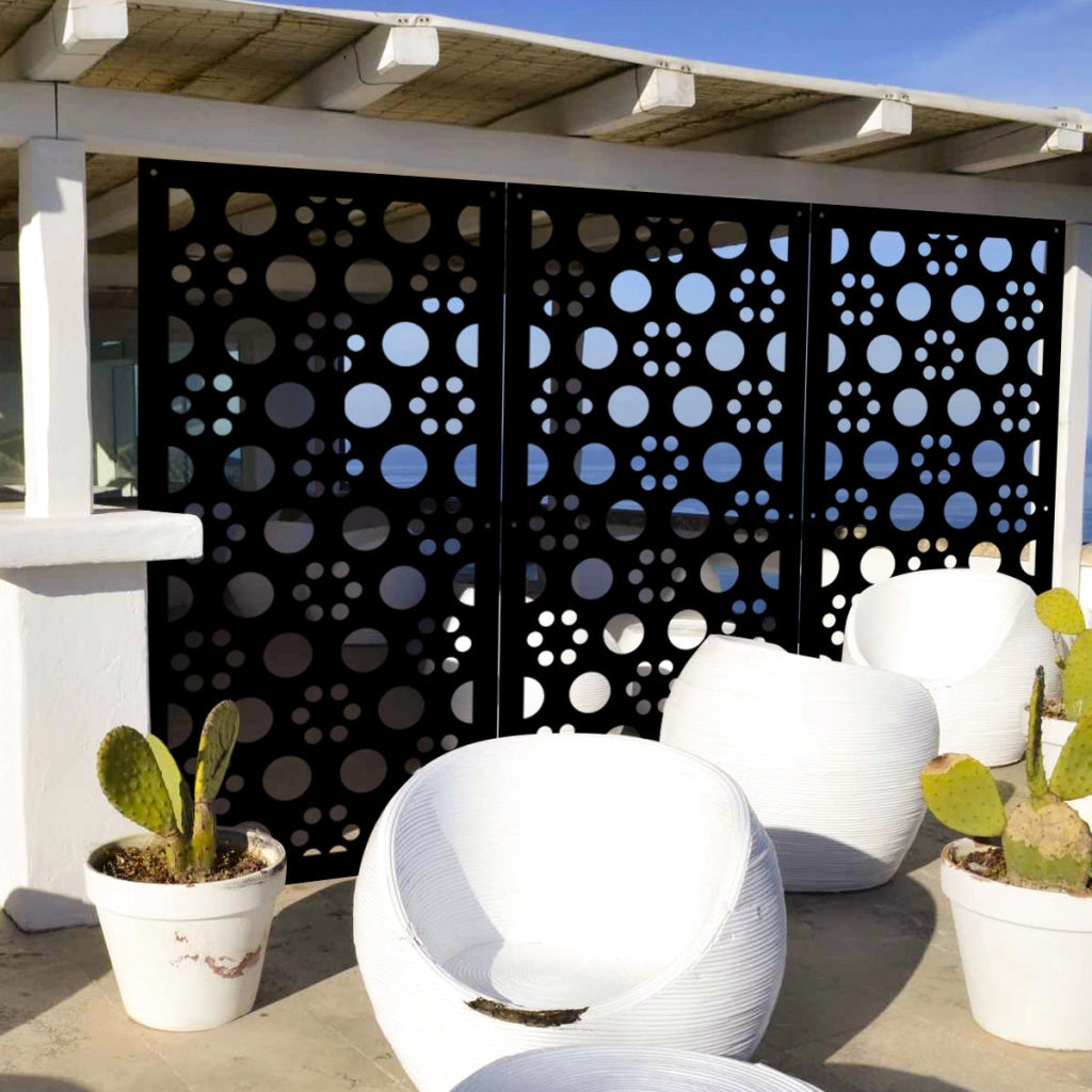 POINTS - Pannello in PVC traforato - Parasole Misura: 98x198 cm, Colore: nero