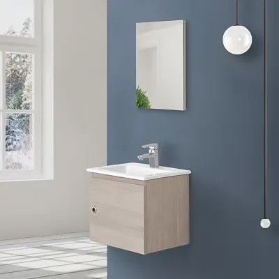 Mobile da bagno salvaspazio rovere chiaro 50x36,5 cm con anta