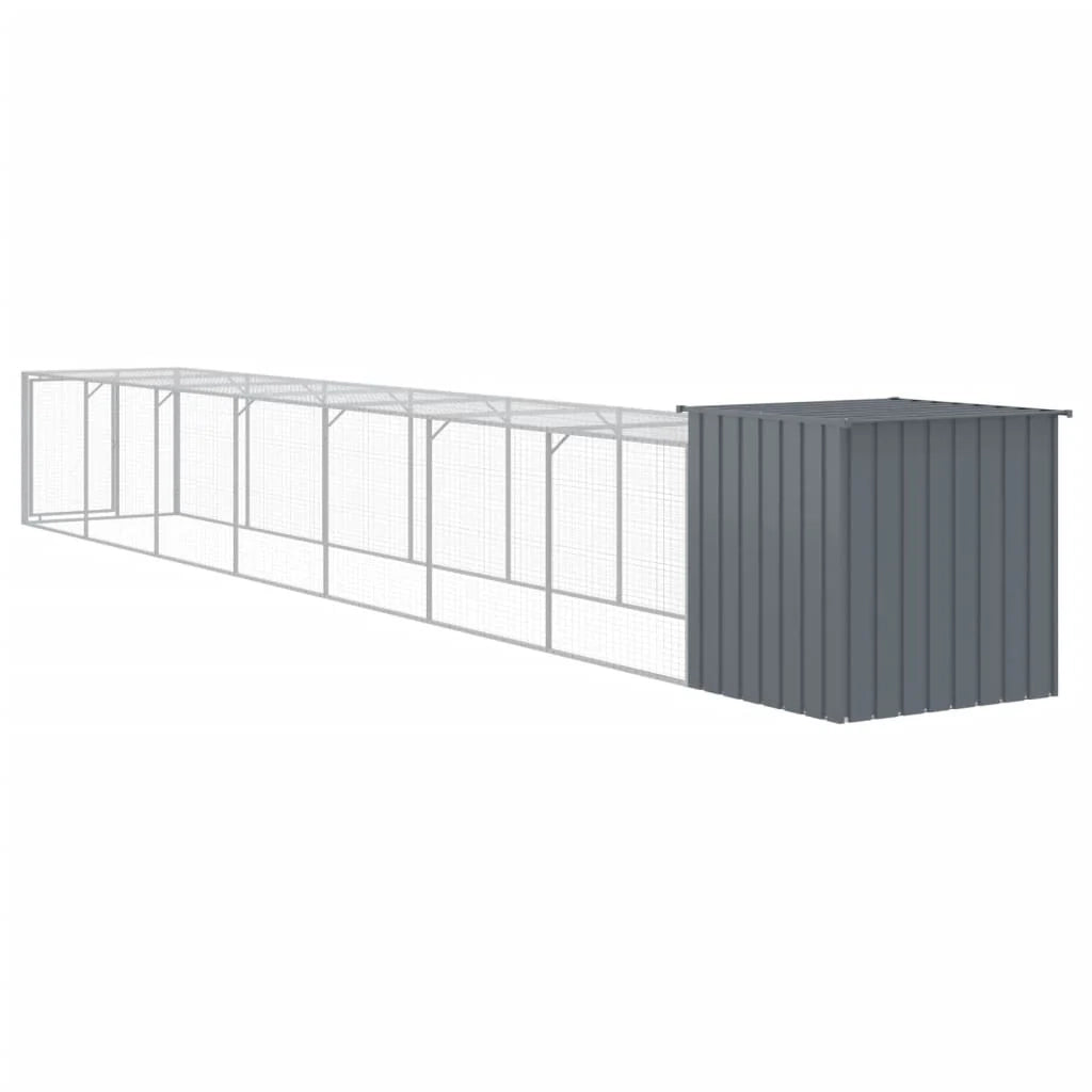 Recinto per pollaio con recinto per galline 110 x 813 x 110 cm in acciaio zincato antracite 02_0043943
