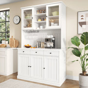 Credenza alta da soggiorno e sala da pranzo 120×40×191 cm, con ante in vetro, portabicchieri, prese e porte USB