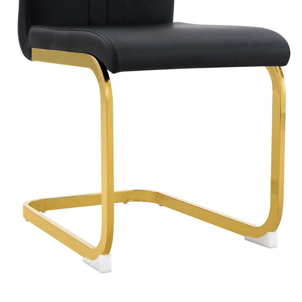 Sedia moderna in PU nero con schienale ergonomico e piedini antiscivolo per sala da pranzo studio e ufficio