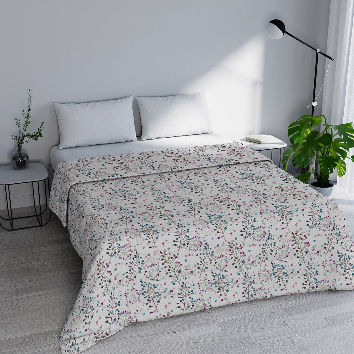 Trapuntino Estivo Matrimoniale in Microfibra 100 gr con Stampa Flor Basic