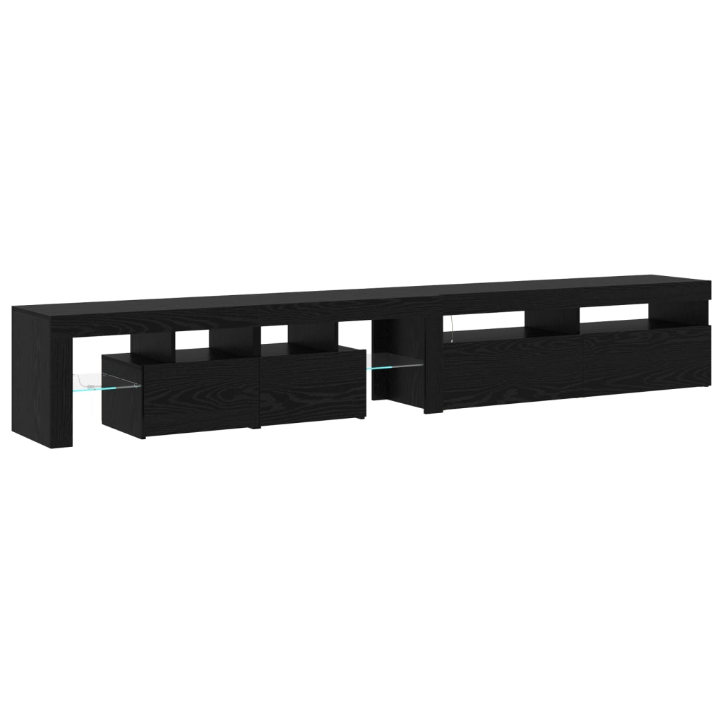 Mobile TV  2 pz con luci LED legno ingegnerizzato rovere nero