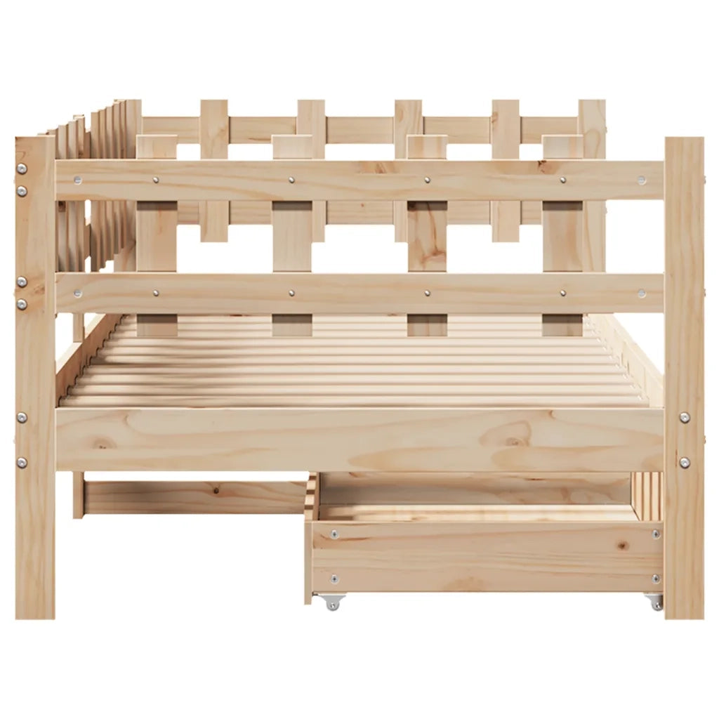 Dormeuse con Cassetti 90x190 cm in Legno Massello Pino