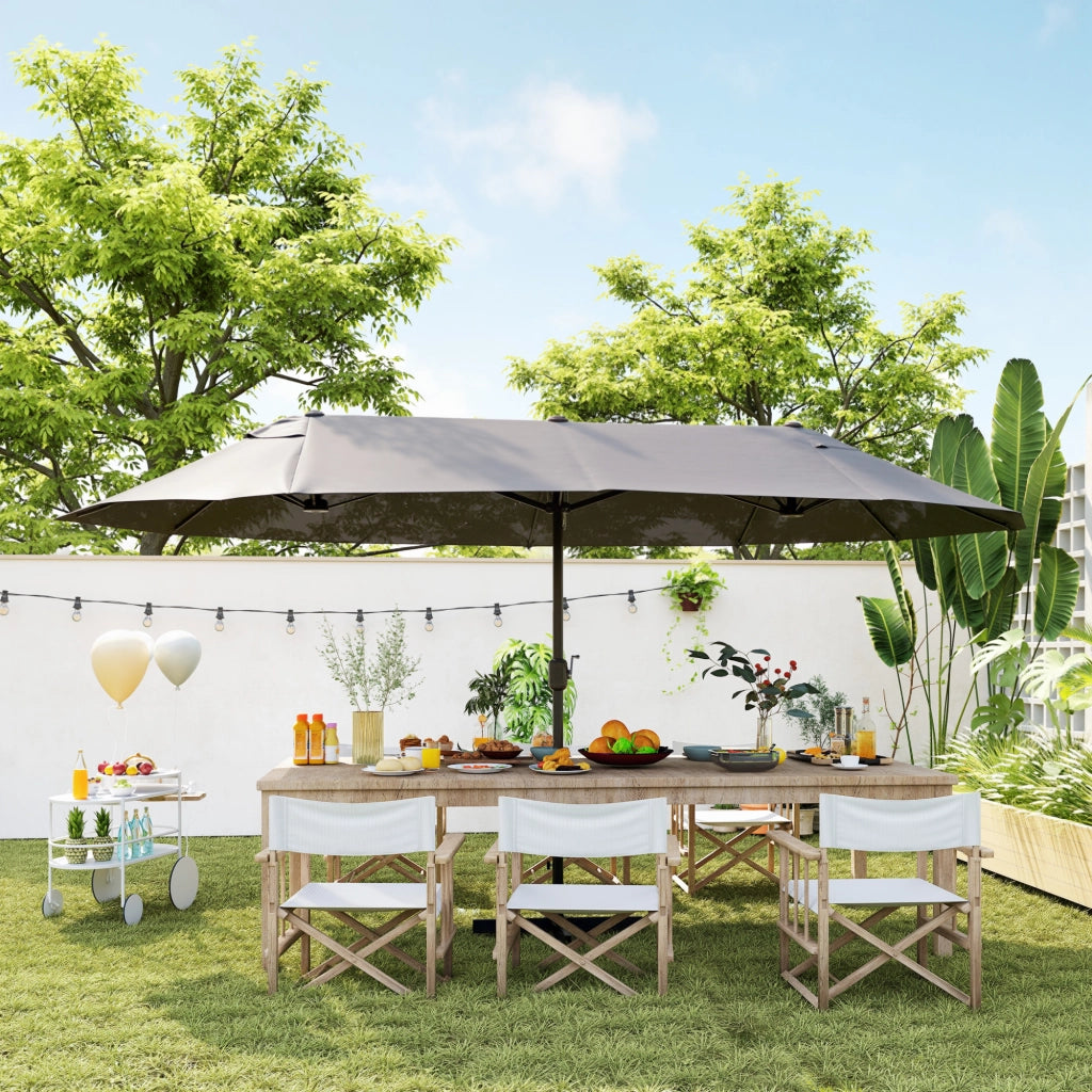 Ombrellone da giardino XXL con base a croce ¨C zephmum ¨C grigio 460x270x240 cm