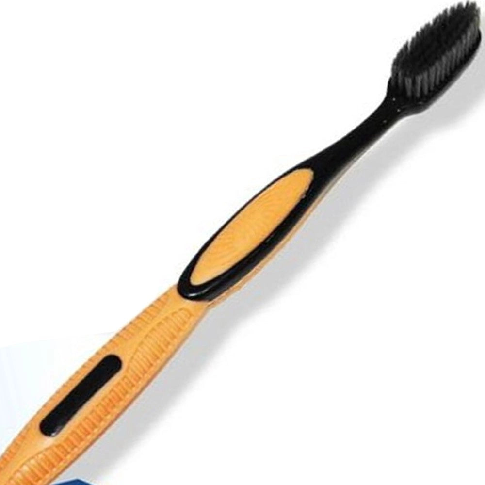Trade Shop - Set 4 Spazzolini Sbiancanti Carbon Plus Medio Fatigati Particelle Carbone Attivo -
