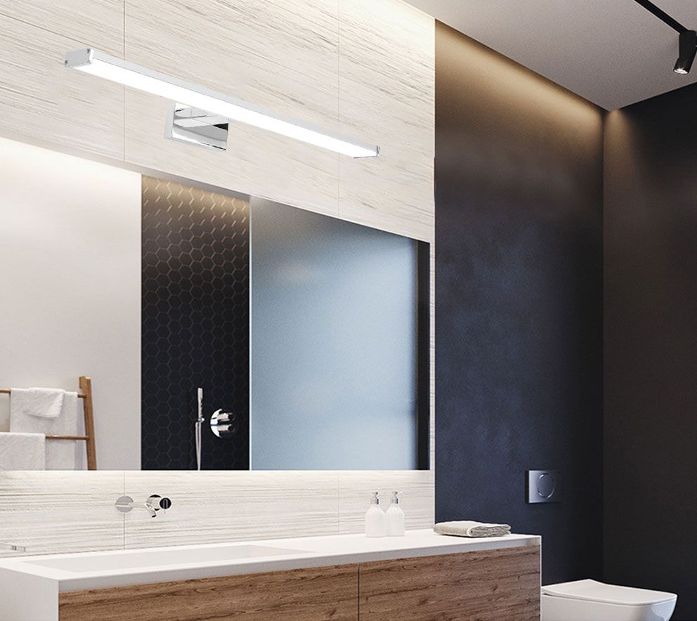 Lampada Da Parete Da Bagno Led Sopra Specchio 12w 58cm APP369-1W Cromo