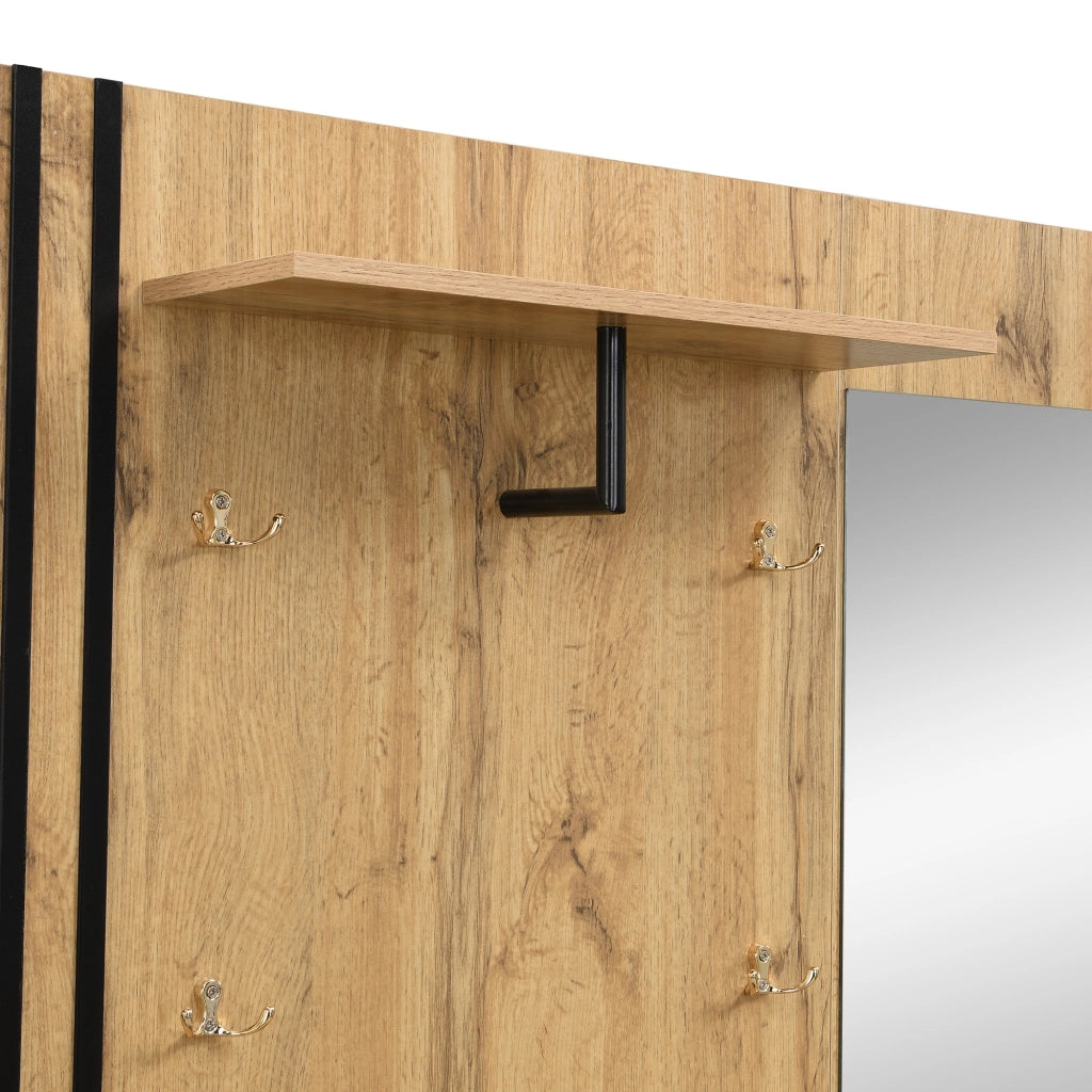 Guardaroba Ingresso con Specchio, Scarpiera e Appendiabiti ¨C MINIMAL ¨C Bianco/Nero, 115x185x37