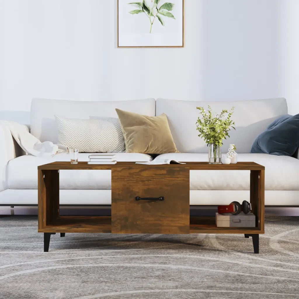 Tavolino da Salotto-Tavolino da soggiorno-Tavolo Rovere Fumo 102x50x40 cm Legno Multistrato 843785