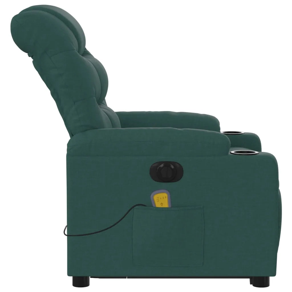 Poltrona Alzapersona Massaggiante Elettrica Verde Scuro Tessuto 3206678