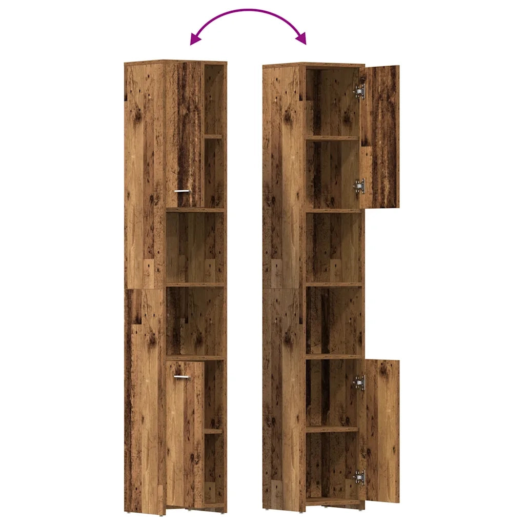Set Mobili da Bagno 3 pz Legno Antico in Legno Multistrato