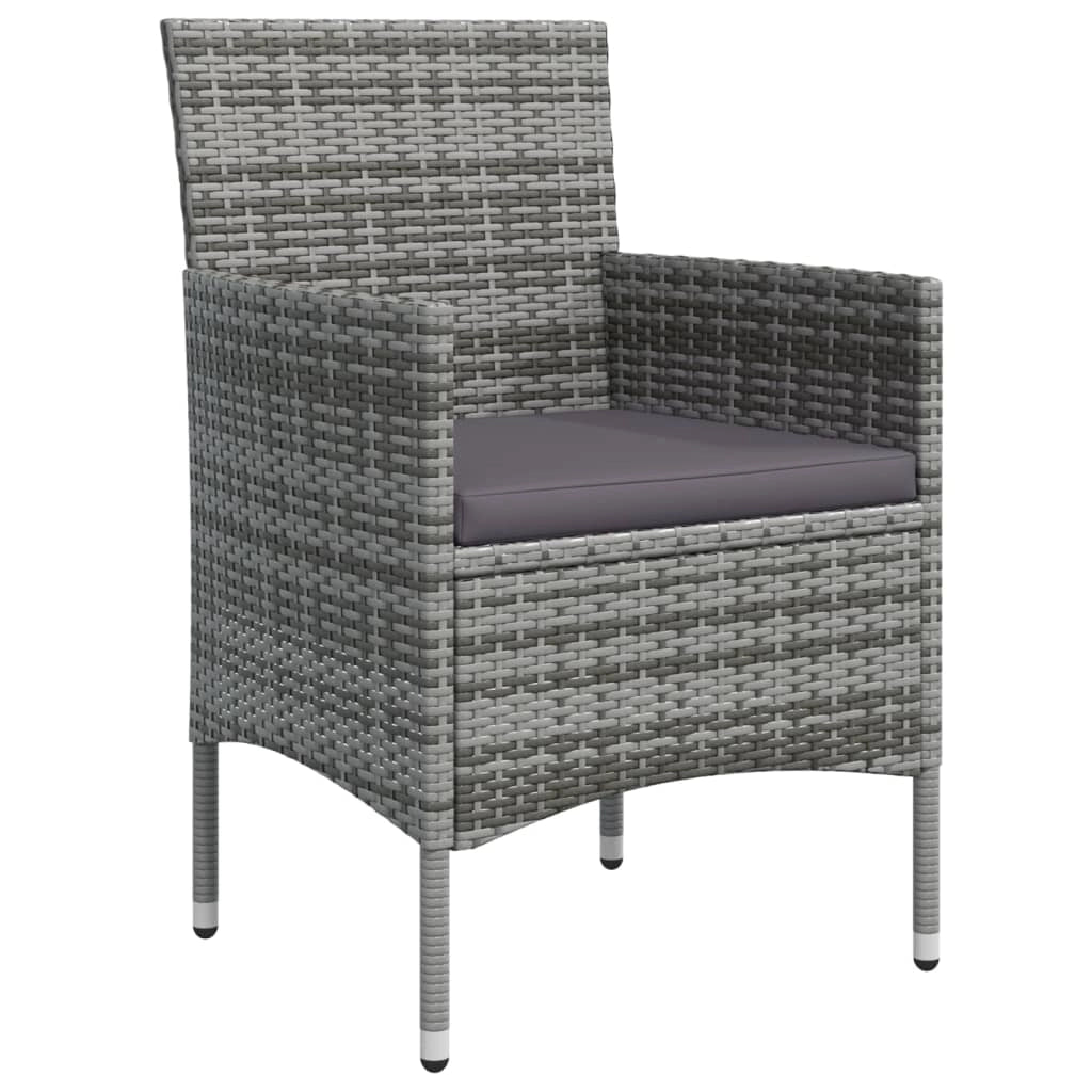 Set da pranzo da giardino 5 pezzi con mobili da esterno e cuscini grigio/nero 02_0014188