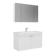 Set mobile lavabo con specchio (2 pezzi) "Desna 100" - 100 x 45 x 58 cm - Bianco opaco