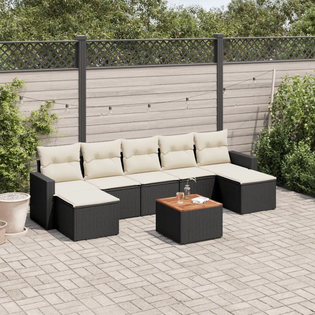 Set Divani da Giardino con Cuscini 8 pz Nero in Polyrattan 3256581