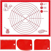 Piastra di appoggio per pasta 70 × 50 cm - Smalto antiscivolo in silicone - Piastra per pasta antislip - 3 Strisce di raschiatura - Resistenza a elevate temperature - Sicuro per l'alimentazione e privo di BPA - Piastra per pasta da 3 giorni