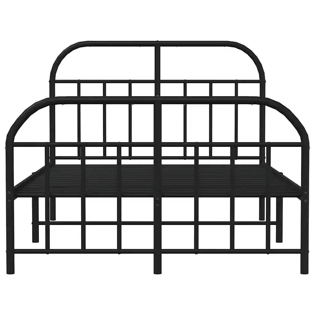 Letto matrimoniale | Letto per adulti | Giroletto con Testiera e Pediera Metallo Nero 120x190 cm