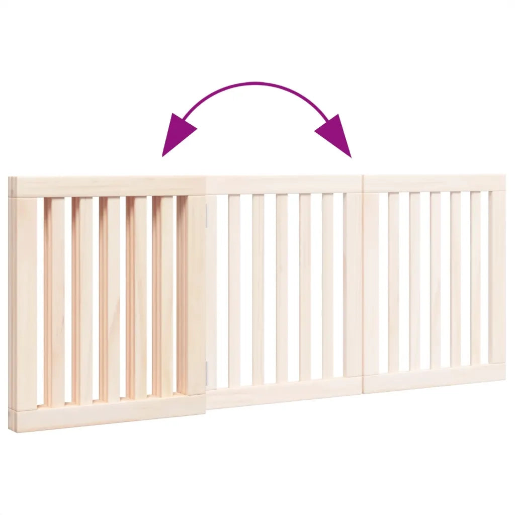 Cancelletto per cani pieghevole a 3 pannelli 150 cm in legno di pioppo 352236