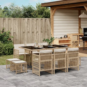 Set da Pranzo da Giardino 11 pz con Cuscini Beige in Polyrattan 3210970